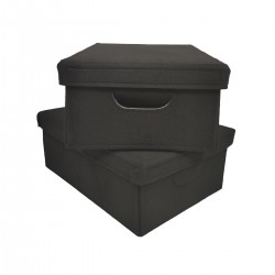 Foldable Storage Box, Black, With Lid
